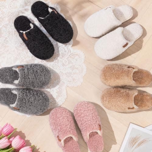 EverFoams Women's Fuzzy Slippers Memory Foam Warm Shoes Pink, 3-4 UK — view 3