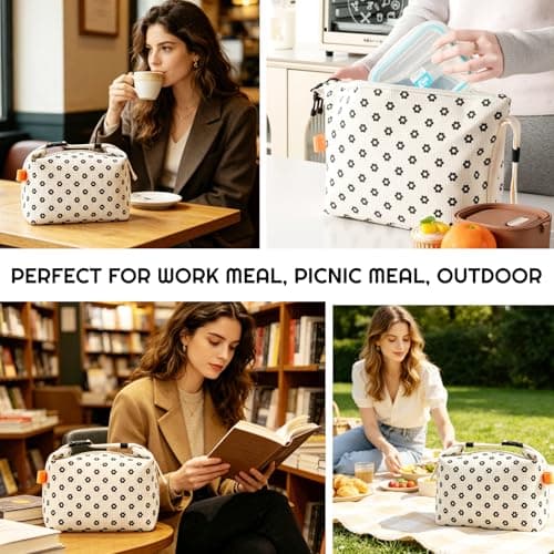 SUOXU Lunch Bag for Women Men,Cooler Bag for Work School Picnic, Reusable Insulated Lunch Box Bag, Waterproof and Oil-Proof Corduroy Tote Bag, Portable Picnic Bag Cool Bag-8L — view 6