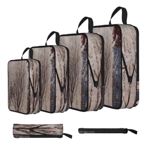 Winter Landscape Print 4 Set Expandable Packing Organizers For Luggage Suitcase Travel Accessories