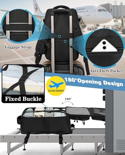 LYNXCHER Ryanair Cabin Bags 40x30x20 Underseat 24L Laptop Carry On Backpack for Travel Work Fits easyJet Eurowings Wizz Air Black — view 3