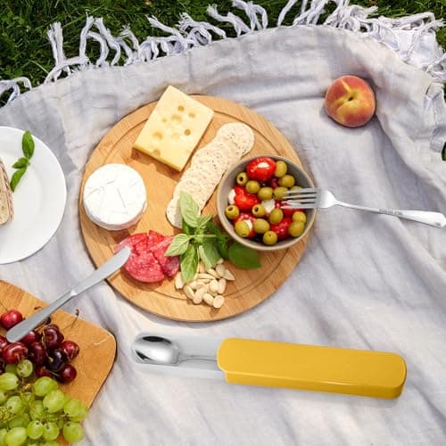 HOTUT Cutlery Set with Portable Pouch Case, 3 Pcs Camping Cutlery, Stainless Steel Flatware Camping Utensil Set with Knife Fork Spoon, Portable Utensils for Outdoor Travel Picnic Office School Lunch — view 6