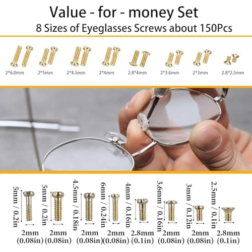 Glasses Repair Kit with Screws and Screwdriver,Glass Screw Replacement Kit — view 3