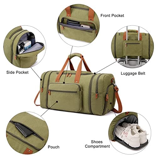 Sport Gym Duffel Bag for Men 40L Travel Duffel Bags with Shoulder Strap Bag Large Capacity Durable Lightweight Bag with Shoes Compartment, Green — view 5