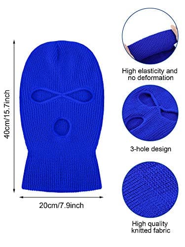 Geyoga 3 Hole Knitted Full Face Ski Mask Winter Balaclava Warm Full Face Cover Thermal Skiing Mask for Men Women Sport Outdoor(Kid Size,Royal Blue) — view 4