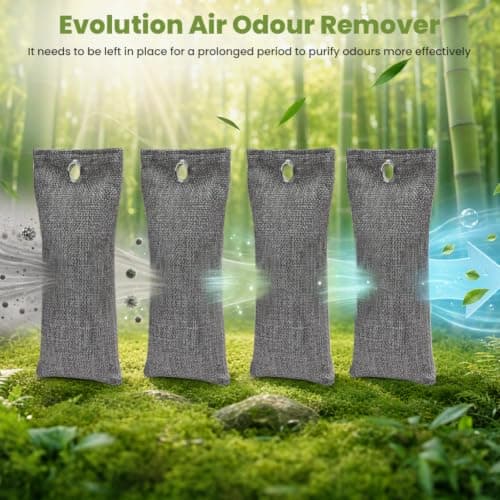 vsshe Bamboo Charcoal Air Purifying Bags 6Pack, 6x50g Natural Activated Deodorize Bags, Removes Odors and Moisture, Activated Charcoal Shoe Odour Absorber, Air Freshener for Home,Car Pets Room,Closet — view 6