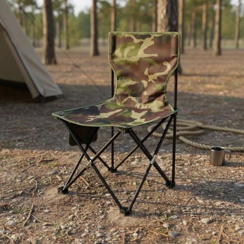 Baoblaze Foldable Seat Portable Camping Chair Folding Stool Travel Sturdy Iron Frame Stable Base Compact Pack suitable for riverbank sitting outdoor breaks, Small 33x33x53cm, Camouflage — view 2