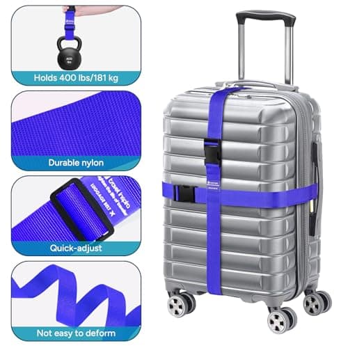 travel inspira Luggage Strap 2 Packs, Travel Suitcase Straps (Blue) — view 4