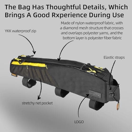Rhinowalk Bike Top Tube Bag Bike Frame Bag 2.1L Waterproof Professional Cycling Accessories for Mountain Road Bicycle(Large)-Black — view 5