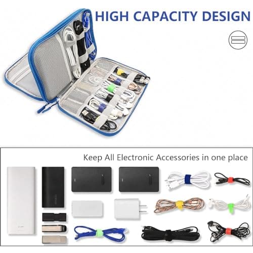 Teskyer Travel Cable Organiser Bag, Travel Essential, Sky Blue — view 3