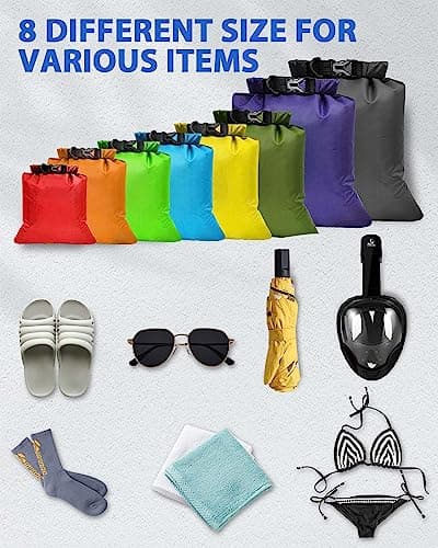 MOXTOYU Dry Bags Waterproof Set 8 Pack, 13L-1.5L Organizer Storage Bags for Camping Outdoor Hiking Fishing Cycling Dry Sack — view 6