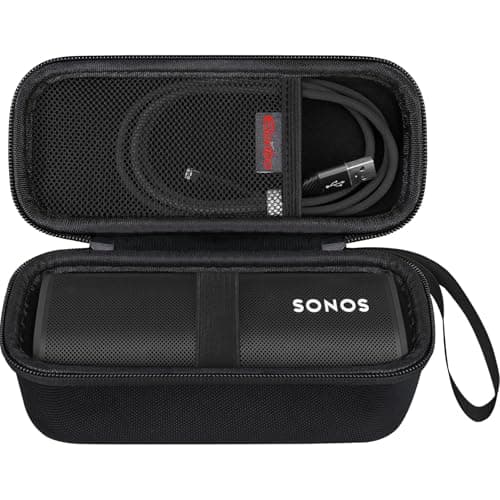 Elonbo Carrying Case for Sonos Roam 2 / Sonos Roam Portable Waterproof Bluetooth Speaker, Compact Wireless Speaker Hard Travel Protective Bag Storage Holder, Extra Mesh Pocket Fits Cable, Black