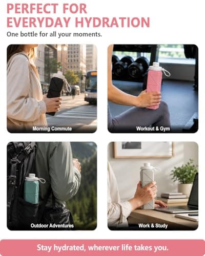 BEAUTAIL Collapsible Water Bottle 610 mL, Silicone Travel Water Bottle — view 6