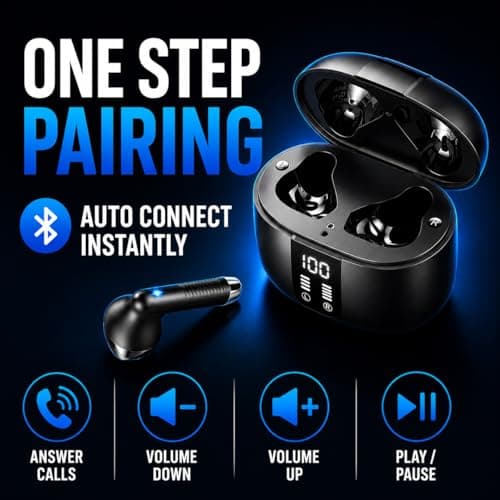 Wireless Earbuds, Bluetooth 5.3 Headphones in Ear with 4 ENC Noise Cancelling Mic, Bluetooth Earbuds 40H Playtime, Ear Buds HiFi Stereo Deep Bass Wireless Earphones, IP7 Waterproof, USB-C Fast Charge — view 3