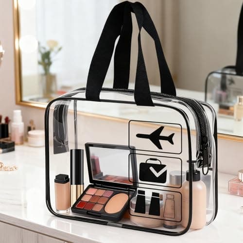 Clear Travel Toiletry Bags with Handles Travel Wash Bag Travel Bag Airport Security Carry On Liquid Bag Cosmetic Pouch Shower Bag Transparent Toiletries Bags (Black) — view 4