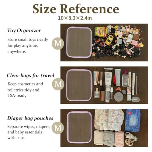 4 pcs Clear Zipper Pouches,Hard Shell Zipper Case, Toiletry Bag for Travel, Clear Diaper Bag, Toiletry Pouch, Travel Organizer, Cosmetic Bag,Toy Storage Bins (Lavender,M+3S) — view 5
