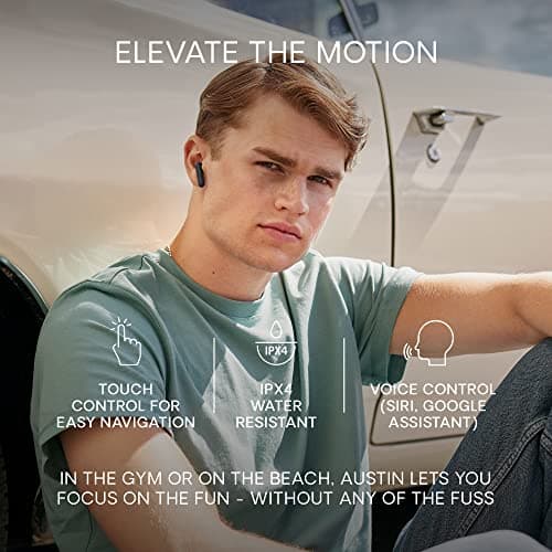 Urbanista True Wireless Earbuds, Bluetooth 5.3 Earphones, IPX4 In Ear Headphones, Ear Buds with Dual Microphones, 20 Hr Playtime, Touch Controls, TWS USB C Charging Case, Austin, Purple — view 6