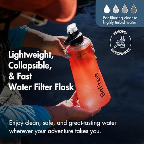 Katadyn BeFree AC 1L Soft Water Filter Bottle – Red, Ultralight & Collapsible Flask, First-of-Its-Kind Activated Carbon Filter Improves Taste & Odors, Ideal for Hiking, Travel, Sports & Emergencies — view 2