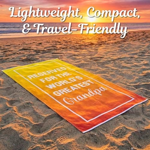 Ethisa Grandpa Beach Towel - Best Grandpa Ever Summer Gift for New Grandfathers - Travel Friendly Grandpa Birthday Present from Granddaughter or Grandson - Father's Day Pool Gift - 60"x30" — view 5