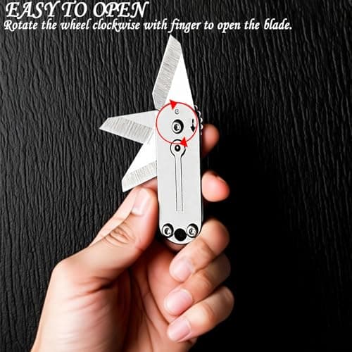 2Pcs Titanium Finish Folding Multi-Tool, Portable EDC Utility Cutter with Keychain for Box Opening, Outdoor, DIY, Camping & Everyday Carry — view 3