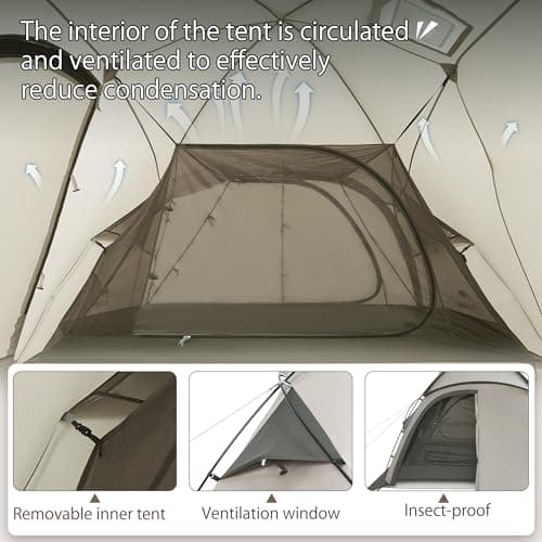 Naturehike Massif 2-4 People Tunnel Waterproof Tent PU3000mm UPF50+ with Awning Family Camping Tent for Bedroom and Living Room for Camping, Garden, Driving and Outdoors — view 4