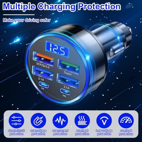 6 in 1 12V/24V Car Charger Fast Charge for IPhone, 300W Super Fast 30Minute — view 3