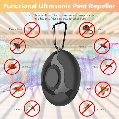 Ultrasonic Portable Pest Repeller, Ultrasonic Mosquito Repellent Device, Indoor/Outdoor Insect Repeller, Electronic Flea and Mosquito Repeller, USB-Charging Insect Repellent Device - Black — view 3