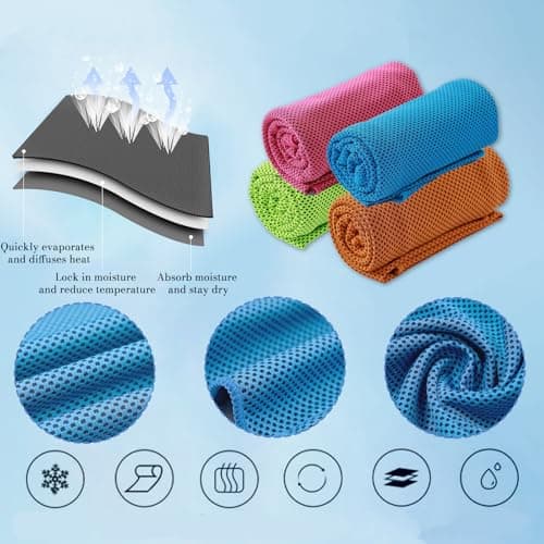 BAISEBAOFU 4 Pack Cooling Towels Soft Breathable Instant Cooling Towel Reusable Sweat Absorbent Towel for Gym Running Golf Camping Workout for Men and Women (4) — view 3