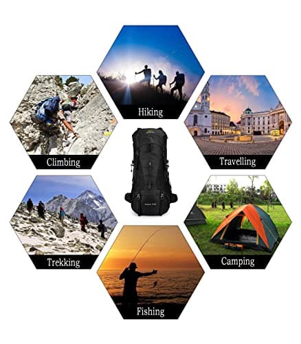 Doshwin 70L Large Backpack Camping Trekking Hiking Travel Rucksack for Women Men (with Rain Cover) — view 6