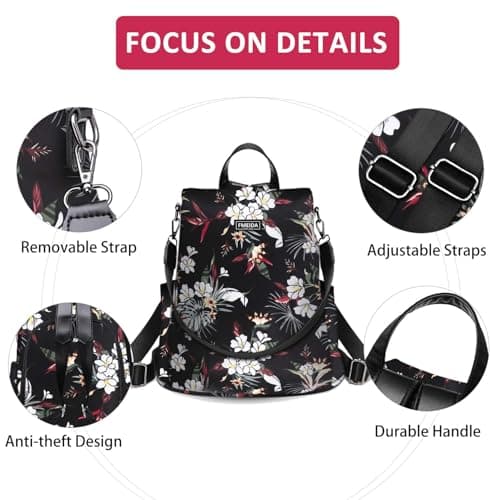 Fmeida Anti Theft Backpack for Women Small Travel Rucksack Water Resistant — view 3