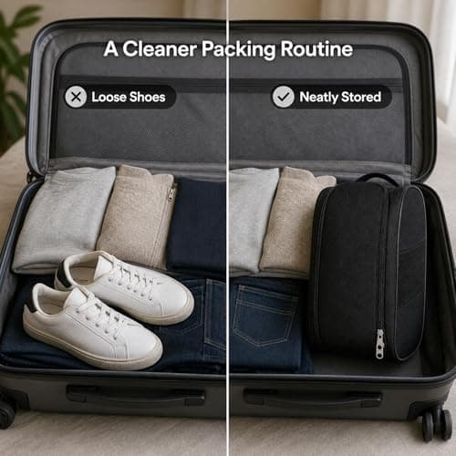 Optimised Travel Shoe Bag with Breathable Dust-Repellent Fabric and Secure Zip-Around Closure - Foldable Gym & Sports Storage Organiser for Trainers, Football Boots, Golf Shoes, Rugby Boots — view 6