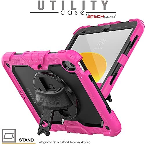 TECHGEAR UTILITY Case for iPad 11" A16 (11th Gen 2025) & 10.9" (10th 2022), Rugged Heavy Duty Shockproof Cover Screen Protection, 360 Stand, Hand & Shoulder Strap - for Work, School, Travel etc - Pink — view 5