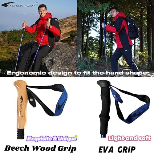 FOREST PILOT Trekking Poles - Lightweight 7075 Aluminum with Flip Lock & All Terrain Accessories - Pair of 2 Walking Sticks for Hiking with EVA or Beech Wood Grip (EVA Grip- Orange) — view 3