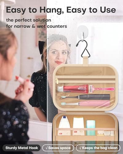 HOTOR Hanging Travel Toiletry Makeup Bag Women, Holiday Essentials, Black — view 3