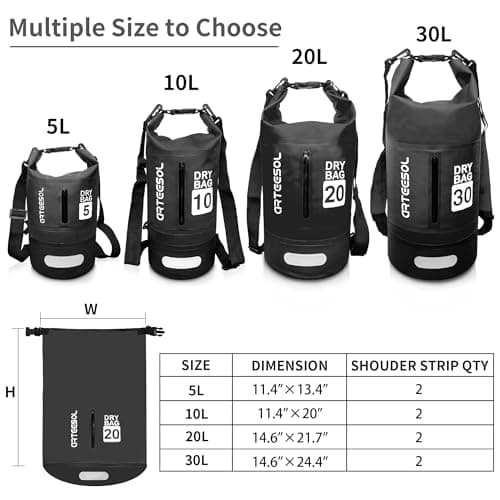 Blackace arteesol Waterproof Dry Bag 5L 10L 20L 30L Waterproof Bag with Long Adjustable Handle for Kayaking Boat Excursion Canoe/Fishing/Rafting/Swimming/Snowboarding — view 2