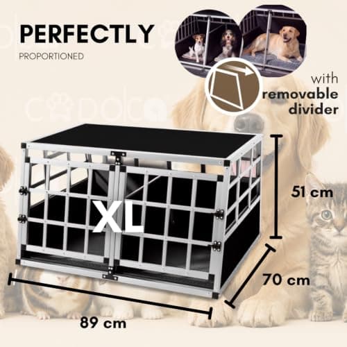 CADOCA® XL Aluminium Dog Crate for Car Boot Dog Travel Crate 89x70x51cm — view 2