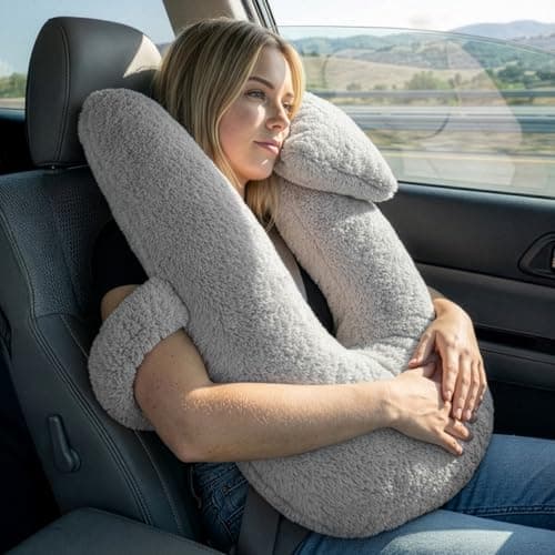 YORKING Travel Pillow for Car Seat, Multifunctional Car U-Shaped Pillow, Rear Seat Supports and Body (Grey) — view 2