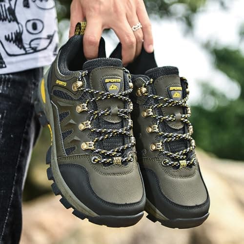 Topwolve Hiking Boots Men's Women's Waterproof Walking Shoes Low Rise Trekking Climbing Shoes Outdoor Backpacking Camping Trails Shoes,Green,5 UK — view 2