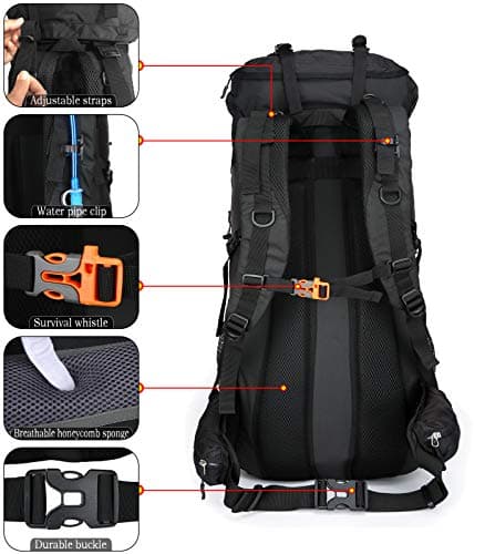 Doshwin 70L Large Backpack Camping Trekking Hiking Travel Rucksack for Women Men (with Rain Cover) — view 3