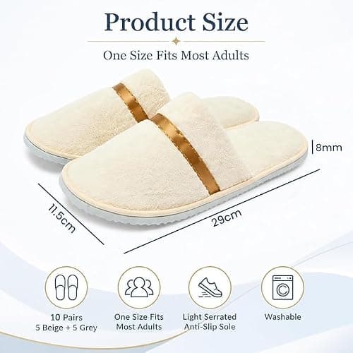 Defresit 10 Pairs Hotel Slippers, Spa Slippers Reusable Travel Portable — view 3