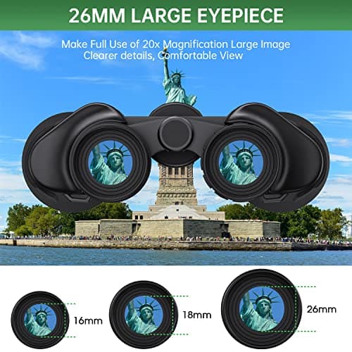 20x50 High Powered Binoculars for Adults, Waterproof Compact Binoculars with Low Light Vision, Ideal Essenstials for Travel Camping Bird Watching Cruise Hunting Football Games (Carrying Bag Included) — view 6
