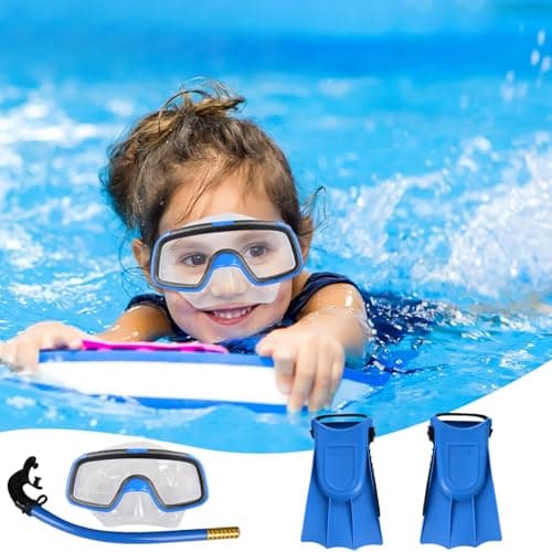 Kids Snorkel Set Adjustable Ergonomic Non-slip Snorkeling Gear High Transparency Kid Snorkel Set Includes Goggles, Fins, Tube Kids, Snorkeling Gear for — view 2