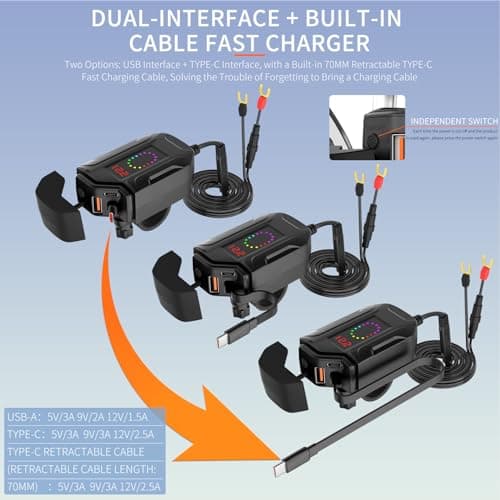 Motorcycle USB Port 12V-24V Quick Charge Waterproof Type-C Adapter — view 4