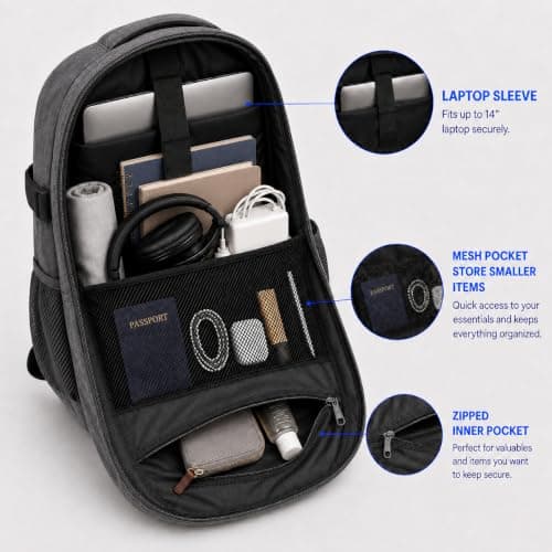 Bordlite Ryanair Cabin Backpack 40x30x20cm Underseat Bag, Personal Item Hand Luggage with Front Compartment, Compression Straps - Included Luggage Tag, Grey — view 6