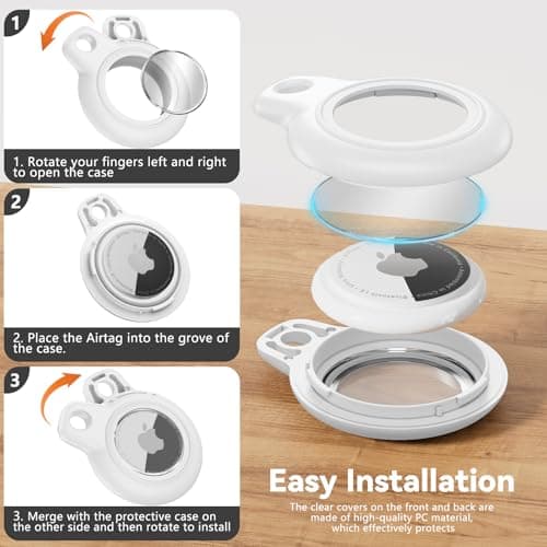 TNSNK for AirTag Holder Keyring, 1 Pack,White — view 6