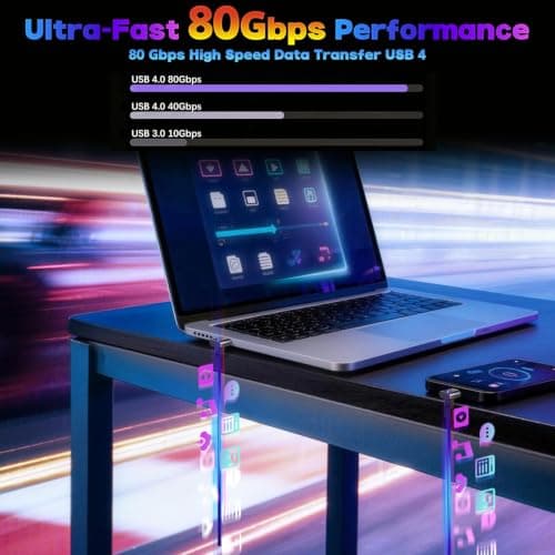 IVIVTOR USB C Magnetic Adapter 90 Degree Pack of 2 240 W Type C Magnetic Plug Angle 24 Pin - USB-C Magnetic Adapter 80 Gbps 8K Fast Charge & Data Transfer for Laptops Tablets Smartphones - Black — view 4