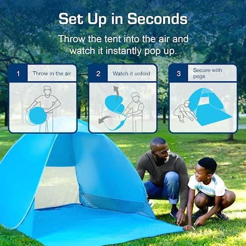 Active Era® Pop Up Beach Tent 1-2 Persons - Rated UPF 50+ for UV Sun Protection for Babies & Small Children - Lightweight, Portable & Easy Set Up Outdoor Tent - Shade for Baby, Adults, Kids & Pets — view 3