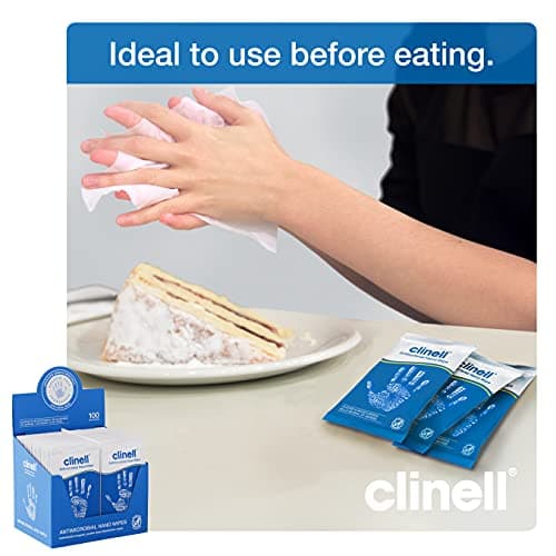 Clinell Antimicrobial Hand Wipes - Pack of 100 Individually Wrapped Sachets - Sanitising Wipes, Ideal for Travel - Dermatologically Tested, Kills 99.99% of Germs — view 6