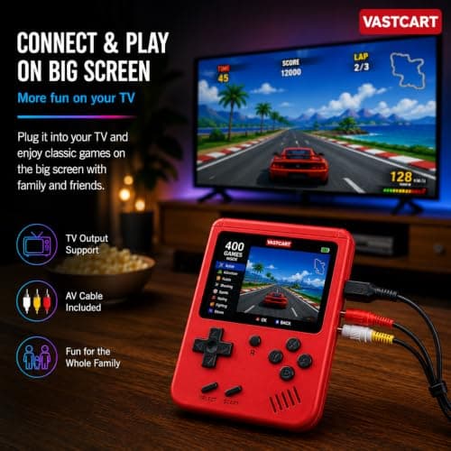 Retro Handheld Game Console 400 in 1, 3.0-Inch LCD Portable Gaming Console with 400 Classic Games, Rechargeable Battery, TV Output, Portable Video Game Player, Gift for Teens & Adults — view 4
