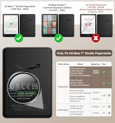 MoKo Case for 7" Kindle Paperwhite 12th Gen 2024 & Colorsoft, Denim Black — view 2