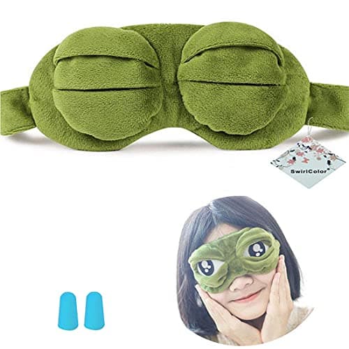 SwirlColor Frog Eye Mask, 3D Sleep Mask with Adjustable Strap for Kids & Adults, Funny Cartoon Blindfold for Travel and Comfortable Rest 1pcs — view 6
